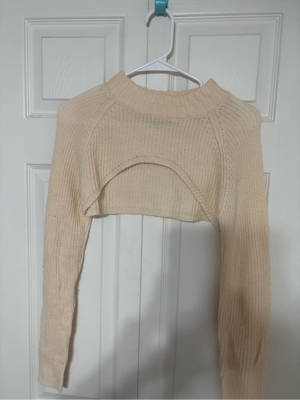 SHEIN Soft Ivory Cropped Knit Bolero Cardigan